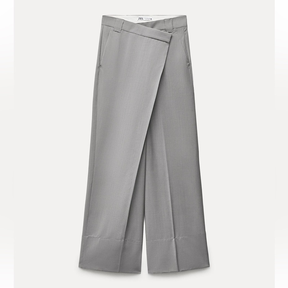 ZARA WOMAN ZW COLLECTION WOOL TROUSERS WITH AN ASYMMETRIC NEW Sz.S